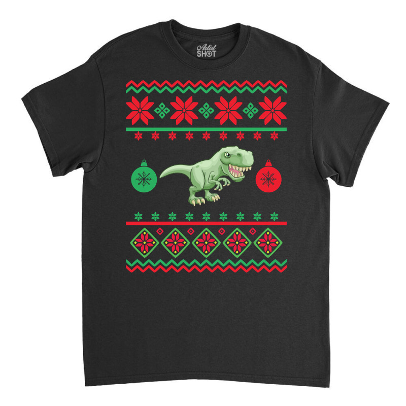 T-rex Ugly Christmas Sweater-64zer Classic T-shirt by Bertrand Angulo | Artistshot