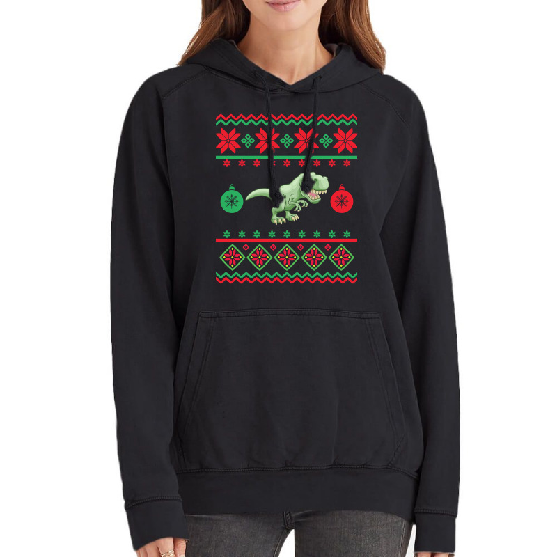 T-rex Ugly Christmas Sweater-64zer Vintage Hoodie by Bertrand Angulo | Artistshot