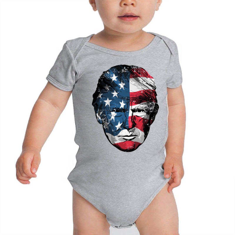 American Patriotic Trump Usa Flag Overlay Distressed Design Long Sleev Baby Bodysuit by cm-arts | Artistshot