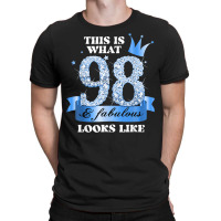 98 & Fabulous I Blue Black Party Group Candid Photo Outfit T-shirt | Artistshot