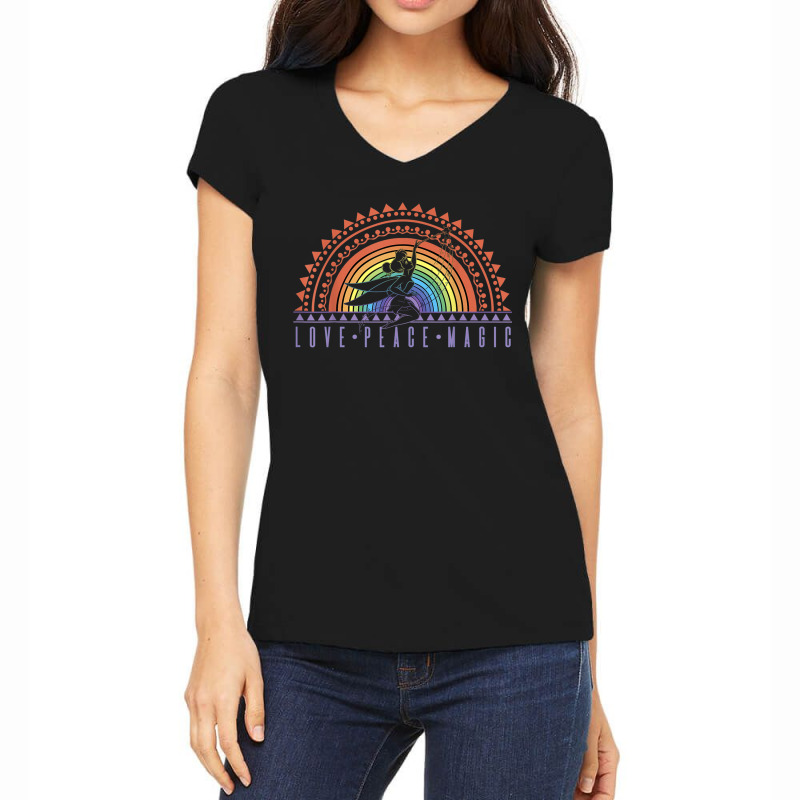 Peter Pan Love Peace Magic Rainbow Tinker Bell Women's V-Neck T-Shirt by MabellaPlaxco | Artistshot