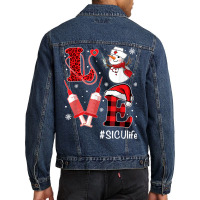 Love Nurse Life Shirt Snowman Syringe Sicu Nurse Christmas Men Denim Jacket | Artistshot