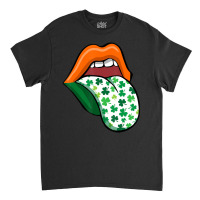 Green Lips Mouth Shamrock Tongue Out Saint Patrick's Classic T-shirt | Artistshot