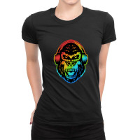 Angry Gorilla Headphone Colorful 1 Ladies Fitted T-shirt | Artistshot