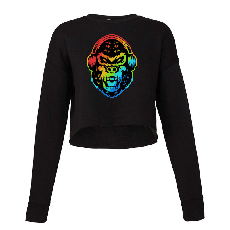 Angry Gorilla Headphone Colorful 1 Cropped Sweater by CrystalDeaton | Artistshot