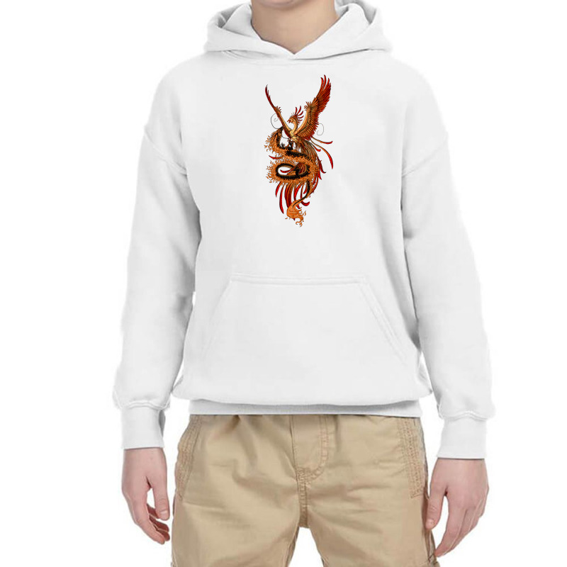 Phoenix Vs Dragon Mythological Youth Hoodie by turgongon | Artistshot