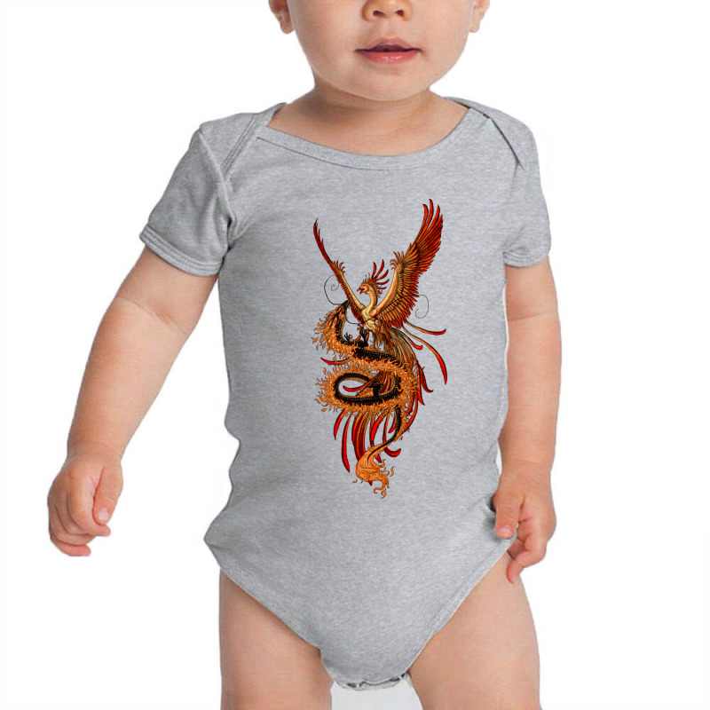 Phoenix Vs Dragon Mythological Baby Bodysuit by turgongon | Artistshot