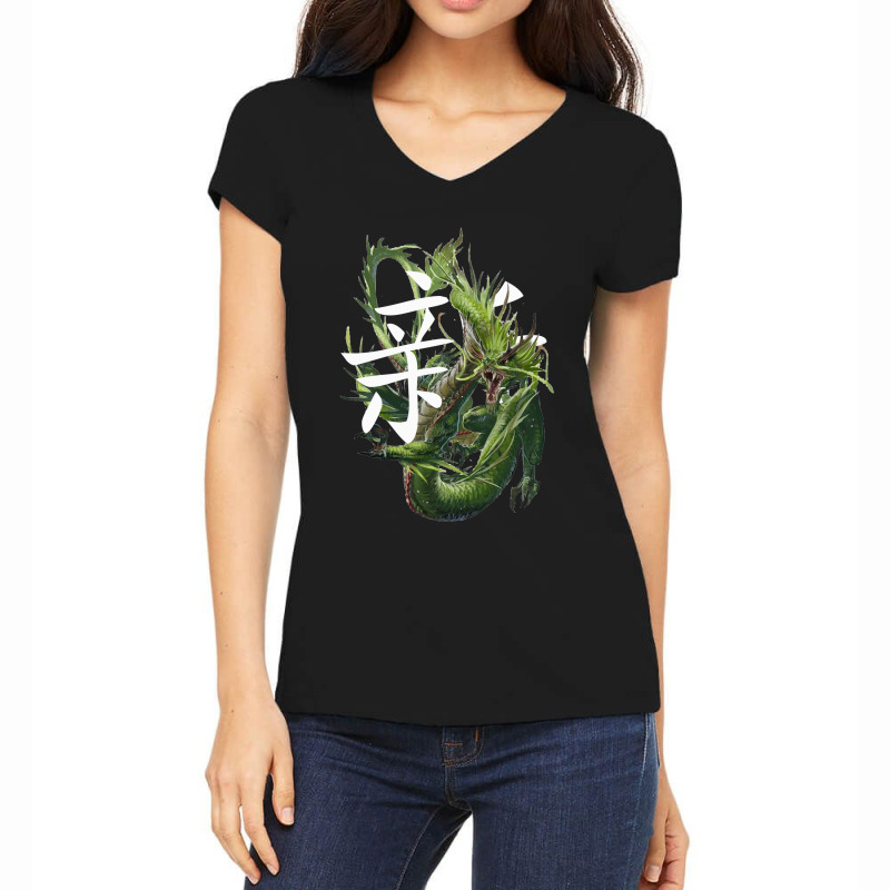 Savanna Green Dragon Animal Mythology Women's V-Neck T-Shirt by turgongon | Artistshot