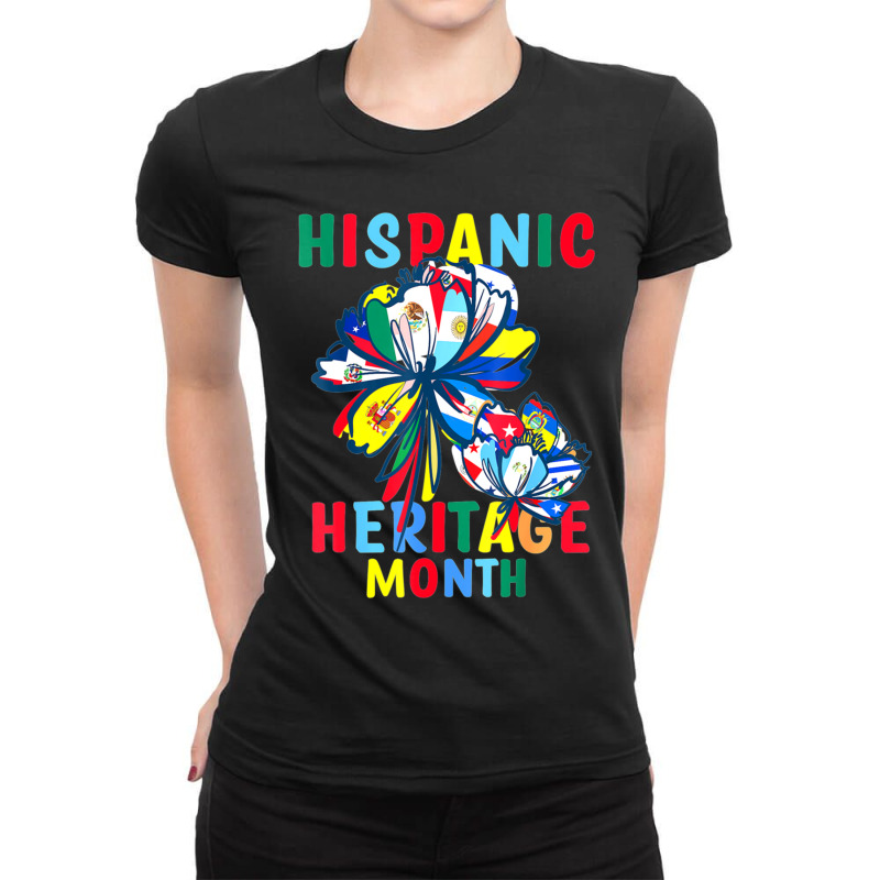 Hispanic Heritage Month Latino Countries Flags Sunflower (2) Ladies Fitted T-Shirt by JENNYKISS | Artistshot