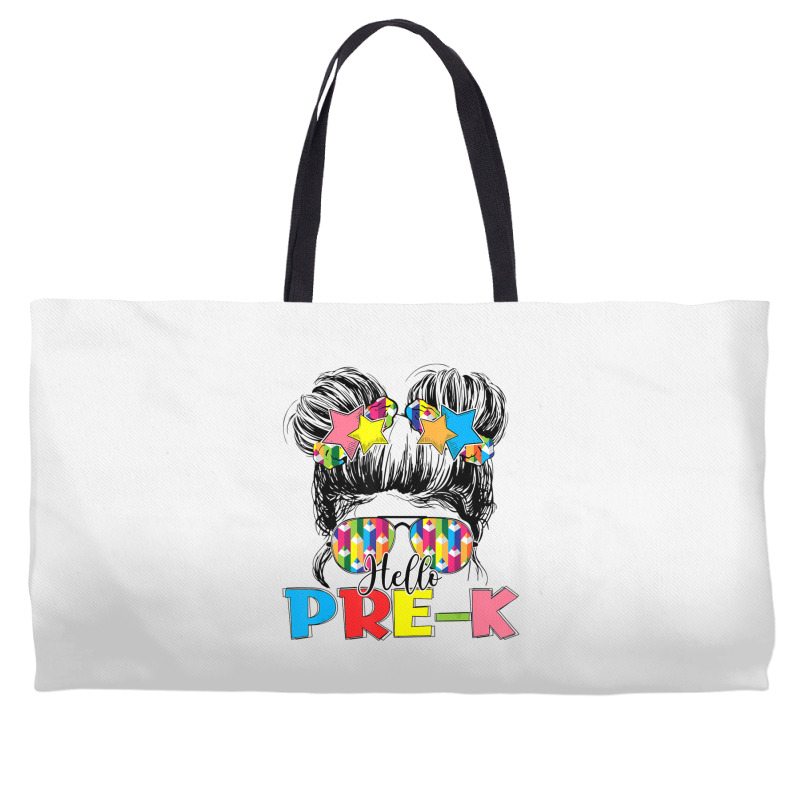 Hello Pre K Toddler Girls First Day Of School Weekender Totes | Artistshot