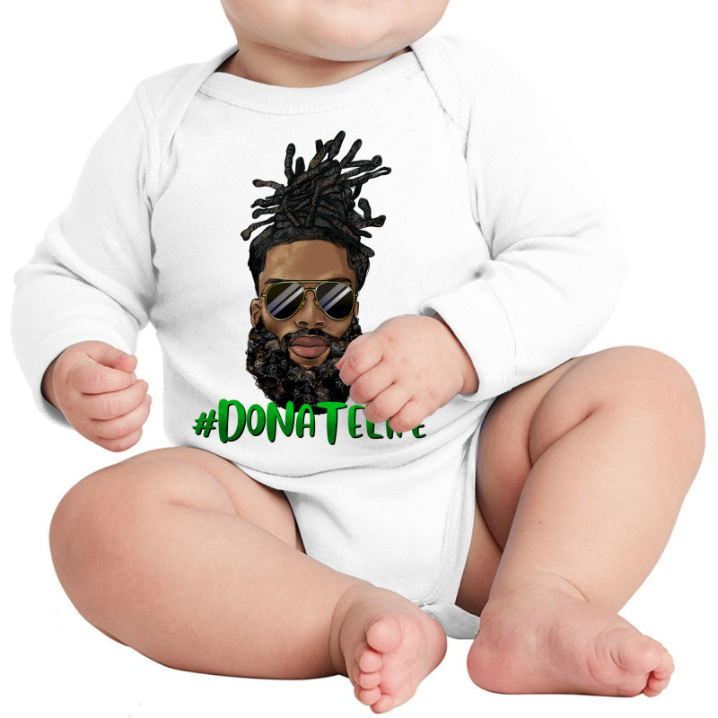 Black Man With Locs Bun Donate Life Long Sleeve Baby Bodysuit by HRA Design Shop | Artistshot