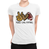 Football Peace Love Football Lover Leopard Football Mama Life 137 Foot Ladies Fitted T-shirt | Artistshot