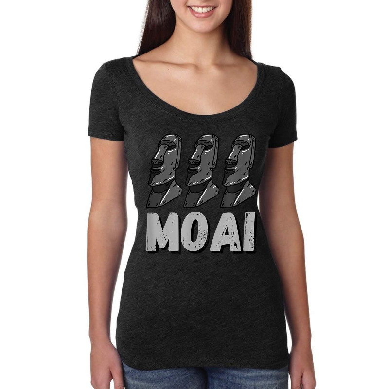 Moai Statues Easter Island Rapa Nui Heads Pacific Mystery Women's Triblend Scoop T-shirt | Artistshot