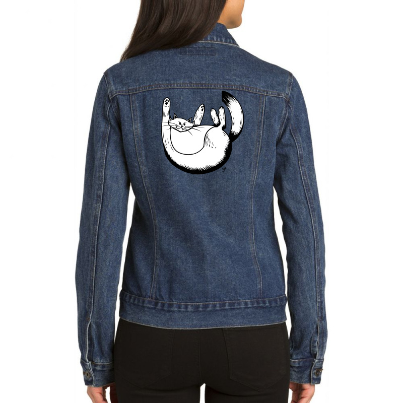 Inktober Day 16 Fat   Foofee The Cat New Ladies Denim Jacket by ASEP | Artistshot