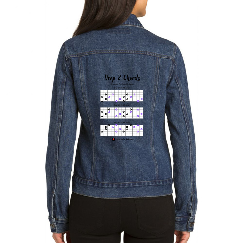 Guitar Chords Drop 2 Dominant 7 Flat Five Ladies Denim Jacket by KristieDavis | Artistshot