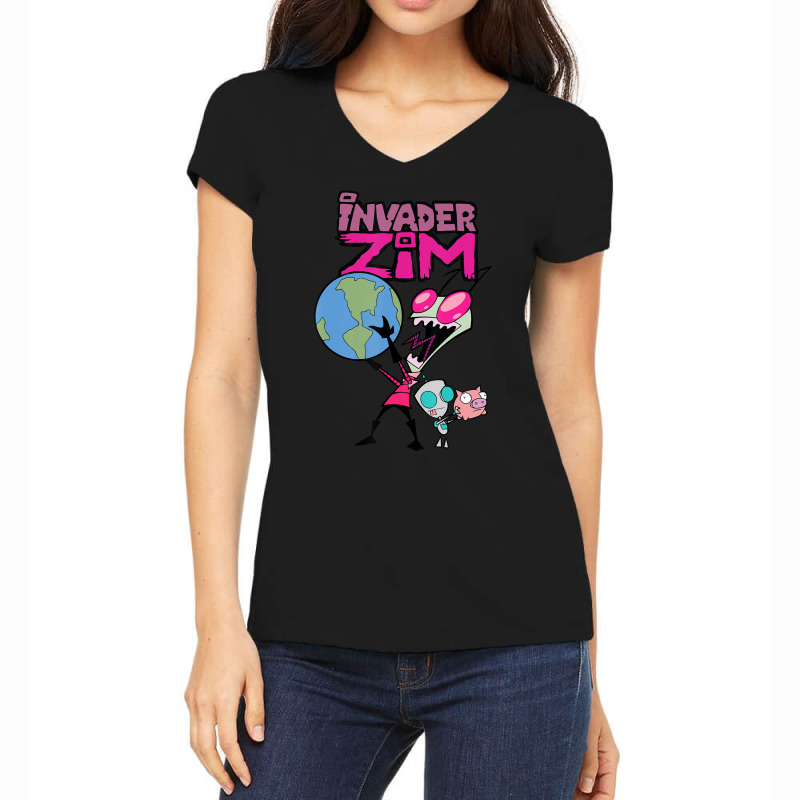 Invader Zim Holding World Women's V-Neck T-Shirt by cm-arts | Artistshot