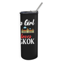 Bangkok Thailand City Trip Skyline Map Skinny Tumbler | Artistshot