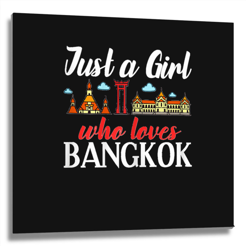 Bangkok Thailand City Trip Skyline Map Metal Print Square by ROMAINEDWILEY | Artistshot