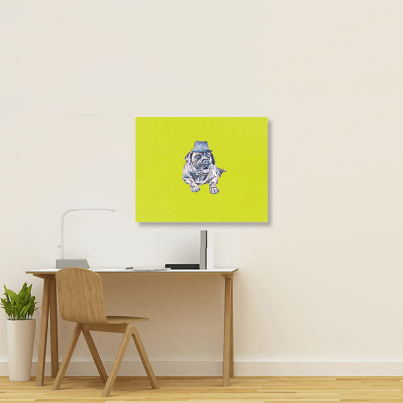 A Happy Mastiffdog Wearing A Landscape Canvas Print | Artistshot