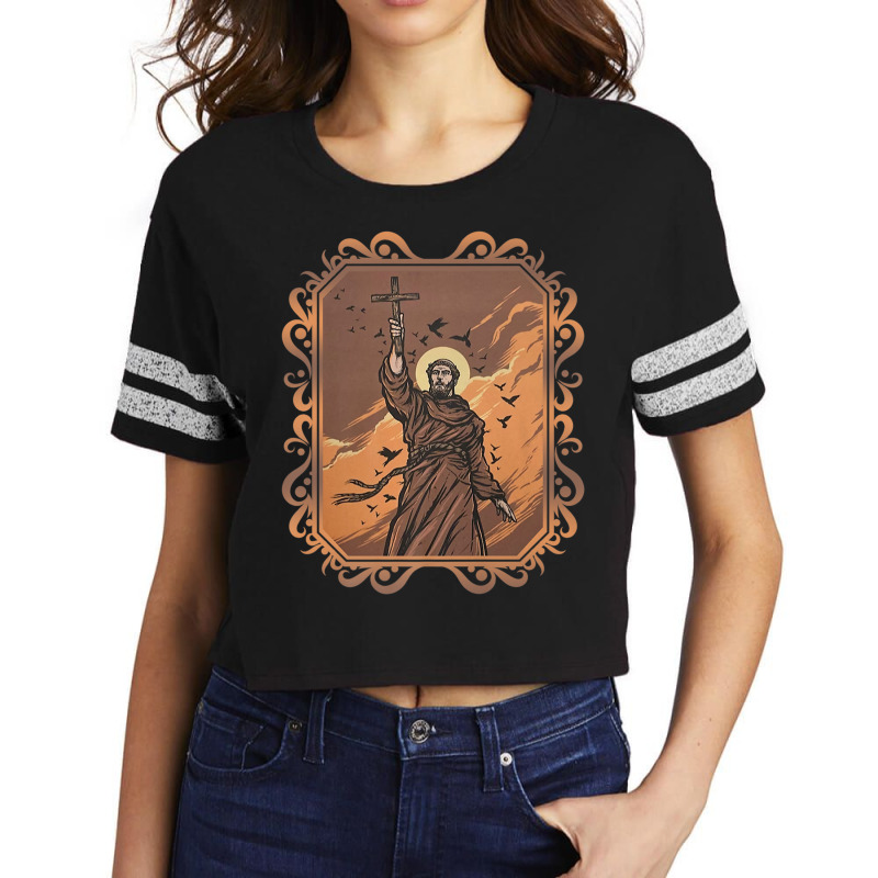 St Francis Of Assisi Art Patron Saint Of Animals Catholic Premium T Sh Scorecard Crop Tee by cm-arts | Artistshot