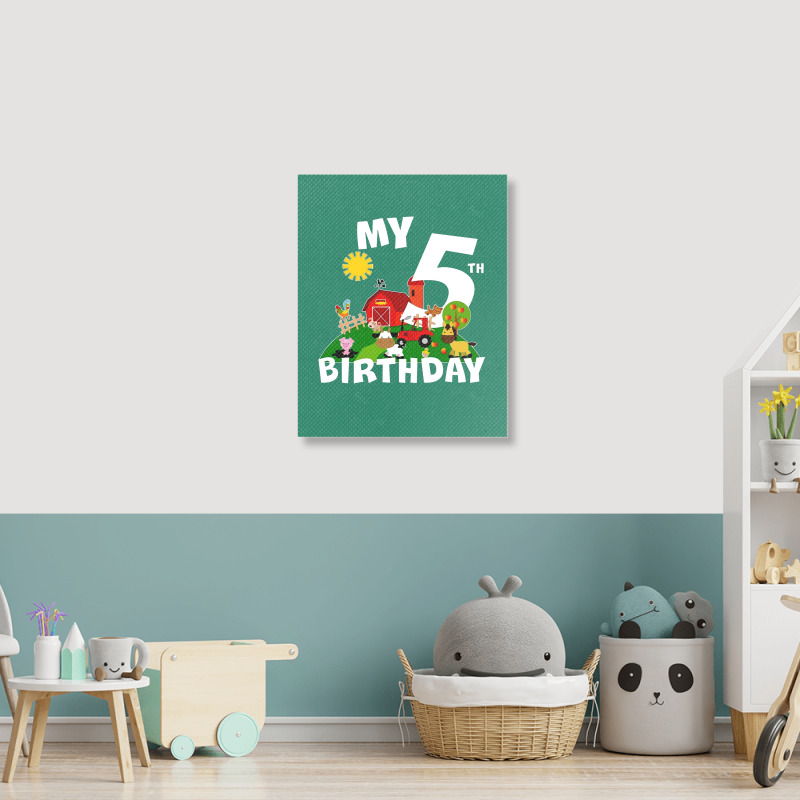 5 Year Old Farm My 5th Birthday Portrait Canvas Print | Artistshot