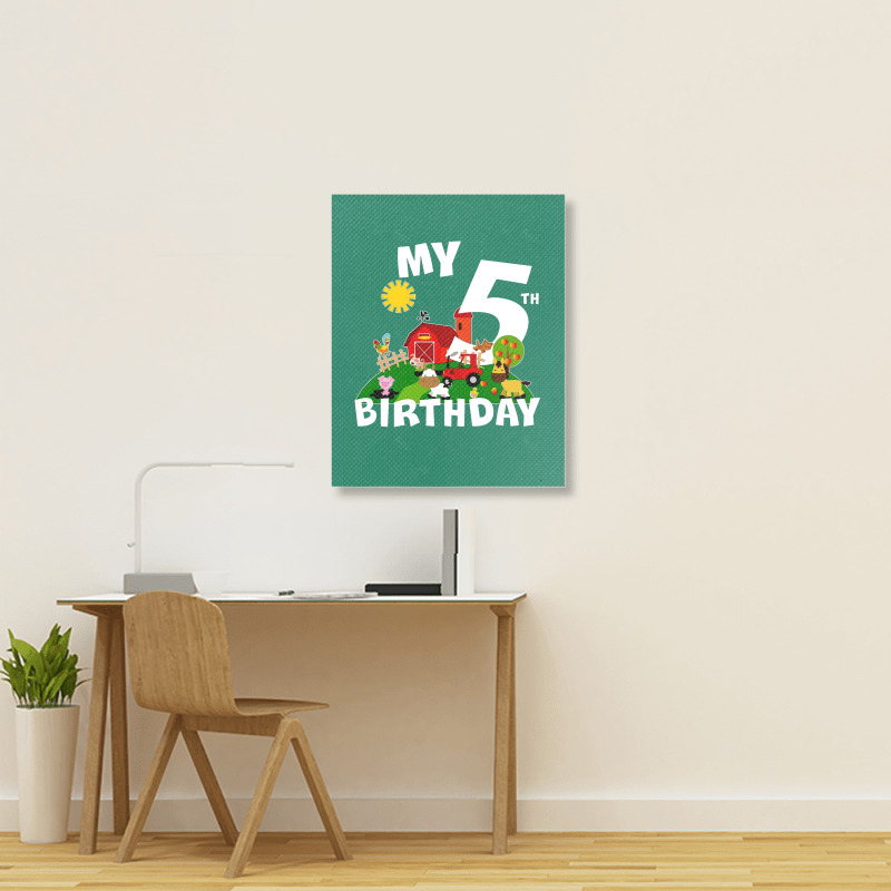 5 Year Old Farm My 5th Birthday Portrait Canvas Print | Artistshot