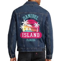 Retrol Cool Sanibel Island Florida Sunny Palm Tree Novelty Tank Top Men Denim Jacket | Artistshot