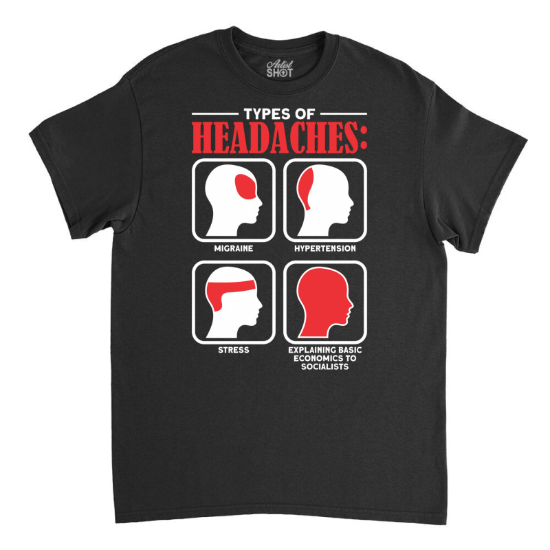 Types Of Headaches Explaining Basic Economics Pro Capitalism Sweatshir Classic T-shirt by cm-arts | Artistshot