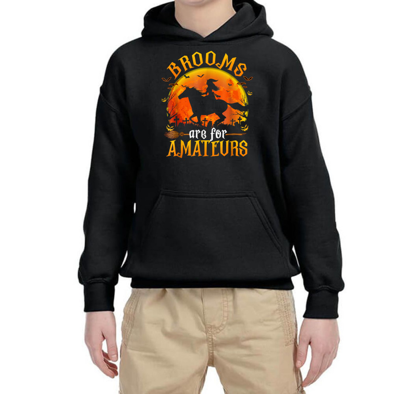 Horses Witch Halloween Funny Brooms Are For Amateurs T Shirt Youth Hoodie by cm-arts | Artistshot