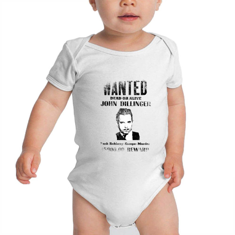 Wanted Poster John Dillinger, Distressed   Wanted Baby Bodysuit | Artistshot