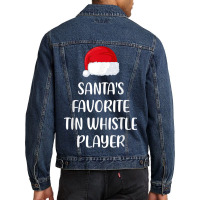 Santas Favorite Tin Whistle Player Christmas Funny Gift Men Denim Jacket | Artistshot