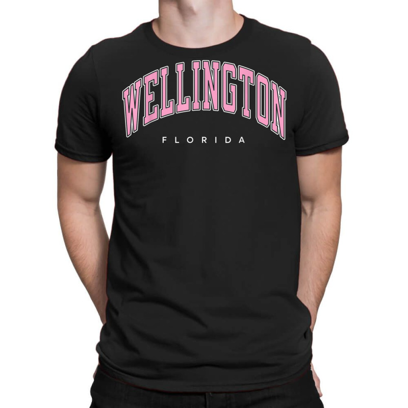 Wellington Florida Fl Varsity Style Pink Text T-shirt | Artistshot