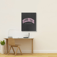 Wellington Florida Fl Varsity Style Pink Text Portrait Canvas Print | Artistshot