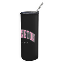 Wellington Florida Fl Varsity Style Pink Text Skinny Tumbler | Artistshot