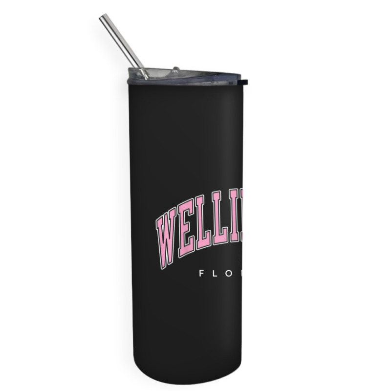 Wellington Florida Fl Varsity Style Pink Text Skinny Tumbler | Artistshot