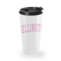 Wellington Florida Fl Varsity Style Pink Text Travel Mug | Artistshot