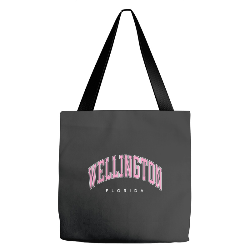 Wellington Florida Fl Varsity Style Pink Text Tote Bags | Artistshot