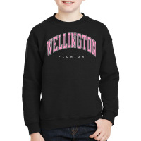 Wellington Florida Fl Varsity Style Pink Text Youth Sweatshirt | Artistshot