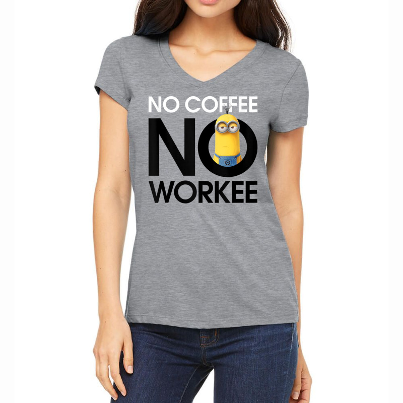 No Coffee No Workee Portrait Women's V-Neck T-Shirt by BuiDoc | Artistshot