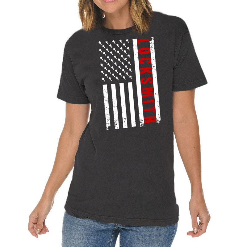 Cool Locksmith Art For Men Women American Flag Lock Picker Pullover Ho Vintage T-Shirt by cm-arts | Artistshot