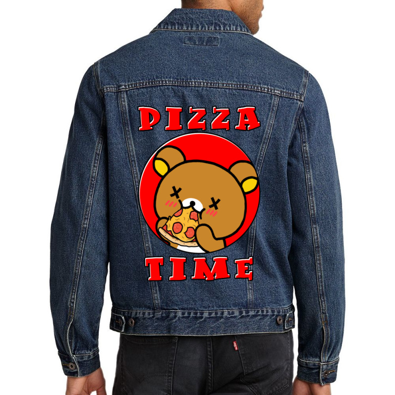 C:\users\dell\desktop\l2\chung 7\rilakkuma Relaxed Bear Pizza Time.png Men Denim Jacket | Artistshot