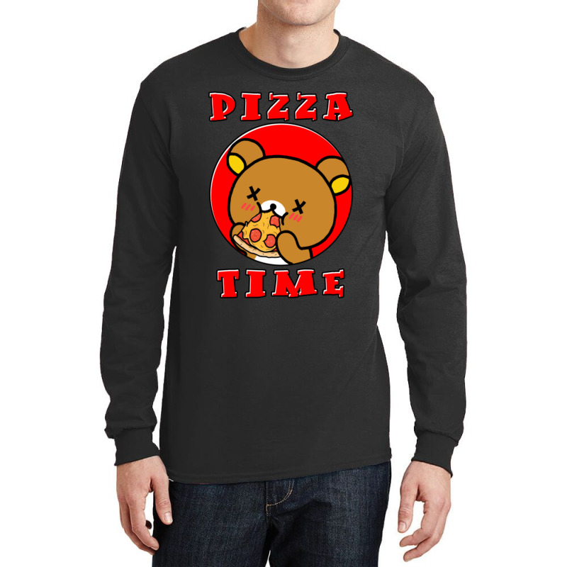 C:\users\dell\desktop\l2\chung 7\rilakkuma Relaxed Bear Pizza Time.png Long Sleeve Shirts | Artistshot