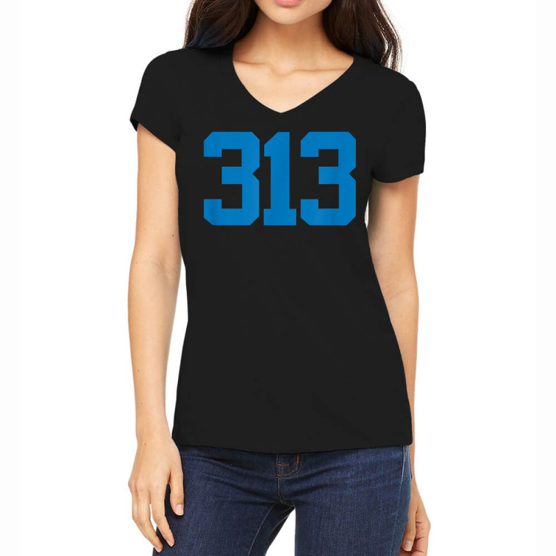 Detroit 313 Area Code   Grit   Sports Fan   Detroiter Fan T Shirt Women's V-Neck T-Shirt by cm-arts | Artistshot