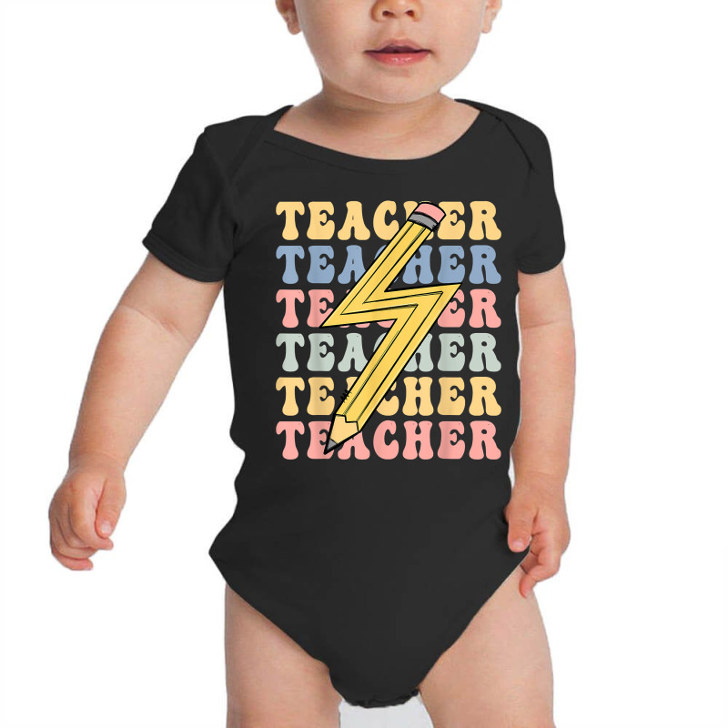 Cute Retro Teacher Teaching Pencil School Lightning Bolt T Shirt Baby Bodysuit by cm-arts | Artistshot