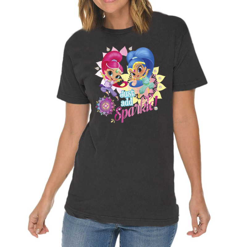 Kids Shimmer And Shine Just Add Sparkle Dancing Portrait Vintage T-shirt | Artistshot