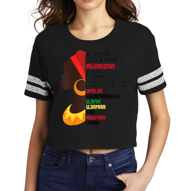 Womens Black Culture African Woman 7 Principles Celebration Scorecard Crop Tee by Uniform | Artistshot