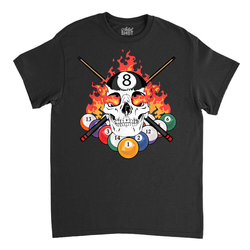 Great Pool Billiards Player Skull Billiard Cue Ball T Shirt Classic T-shirt | Artistshot