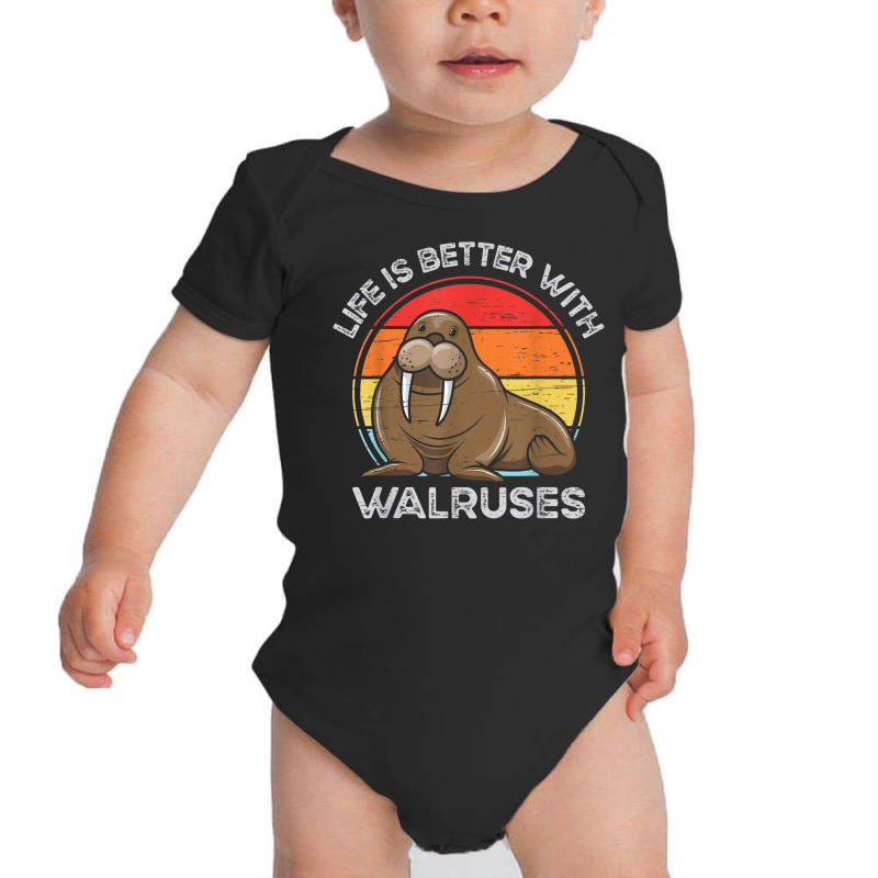 Life Is Better With Walruses Tusk Whiskers Marine Mammals Baby Bodysuit | Artistshot