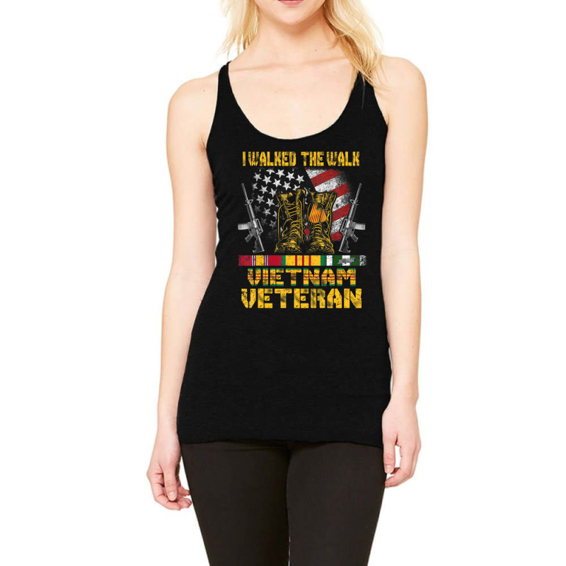 Vietnam Veteran With Us Flag With Combat Boots Patriotic Racerback Tank by cm-arts | Artistshot