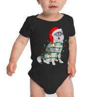 Siberian Husky Santa Christmas Tree Lights Xmas Gifts Boys Baby Bodysuit | Artistshot